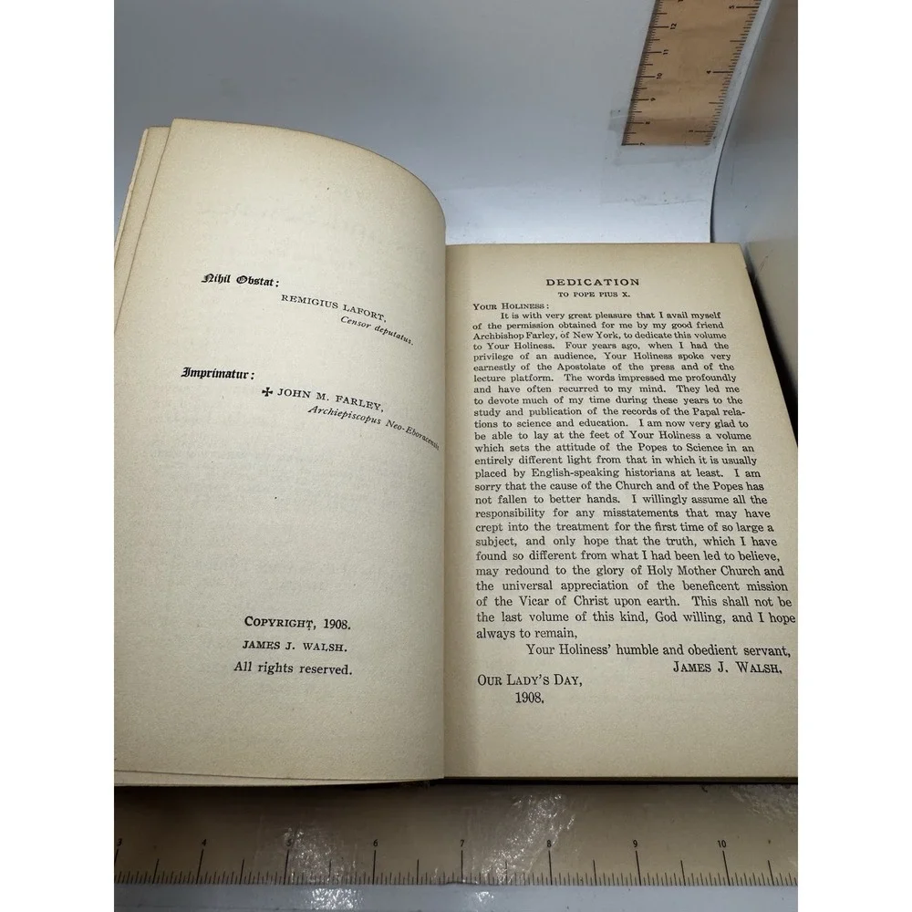 1911 ~ The Popes and Science by James J Walsh HARDCOVER 1st Edition RARE!